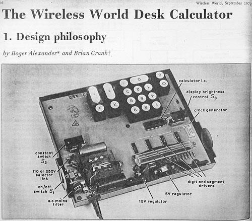 Article on Advance Electronics/Wireless World calculator